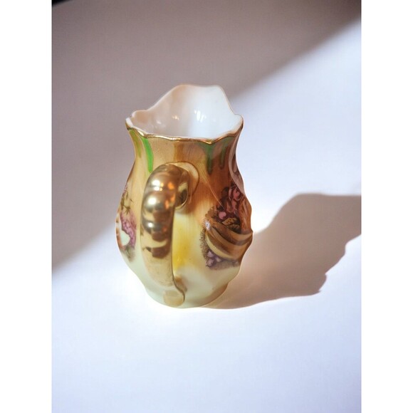 Vintage Japan Lusterware Creamer & Sugar Bowl Set – Fruit Design Gold Trim – MCM - Picture 3 of 11